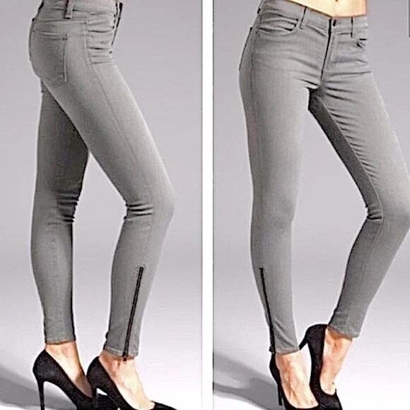 J Brand gray Gotham zipper bottom skinny jeans size 28 - Picture 1 of 15